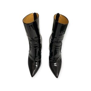 Petra Petrov Black Patent Leather‎ Boots Women’s EU 37.5 US 7.5 Pointed Toe